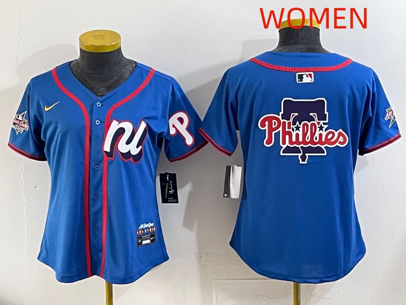Women 2025 Philadelphia Phillies Blank Blue All star Nike MLB Jersey style 03->youth mlb jersey->Youth Jersey